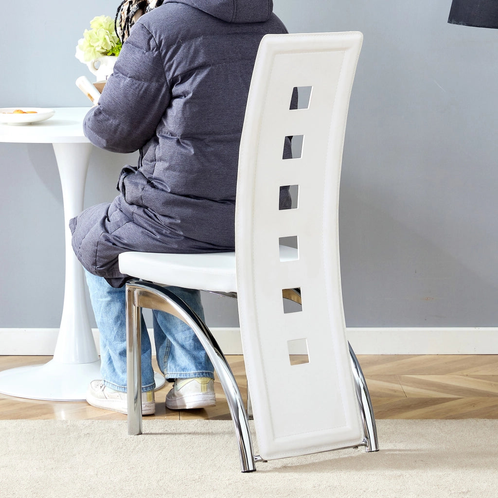 SEDIA da pranzo Set da 2 pezzi 102,5 cm PU bianco e metallo argento