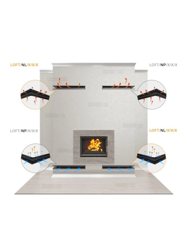 Griglia di ventilazione Angolare per camino 60x800x600 - Loft Angle sinistra crema