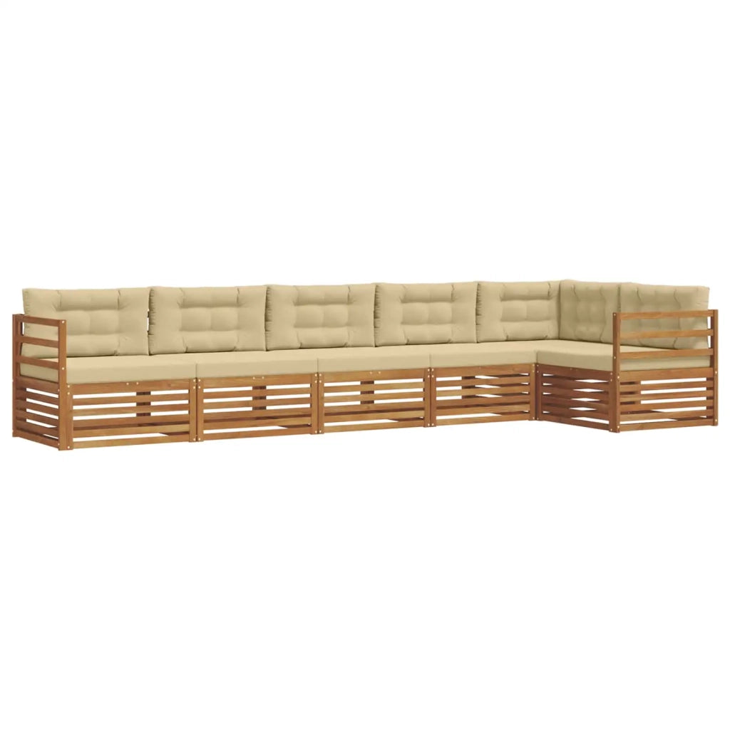 Set di divani da esterno con cuscino 6 pcs Naturale e Beige 3373523