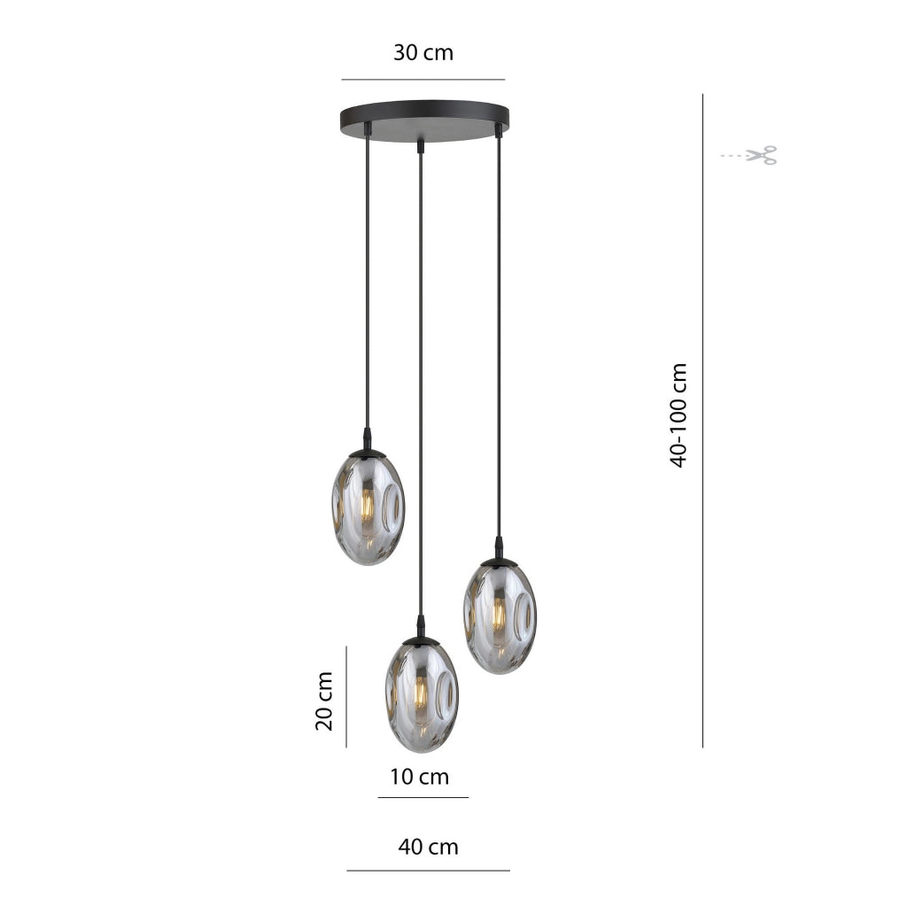 Lampadario Emibig Astral 3 3xE14 nero cromo grafite