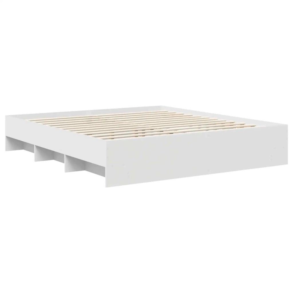 Struttura del letto-Giroletto-Rete del Letto Bianco 200 x 200 cm Legno multistrato 384219