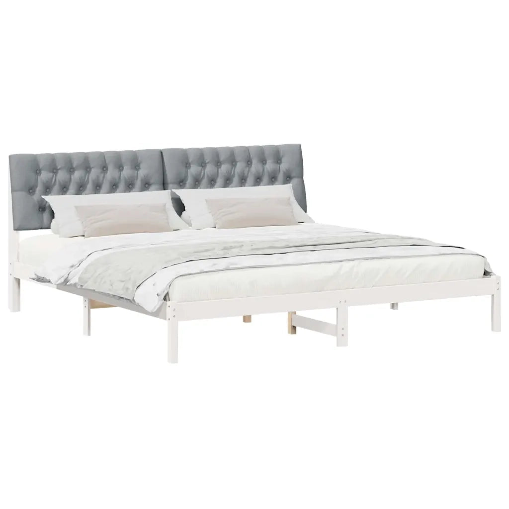 Letto con Testiera Rivestita con testiera Bianco 200 x 200 cm 3394382