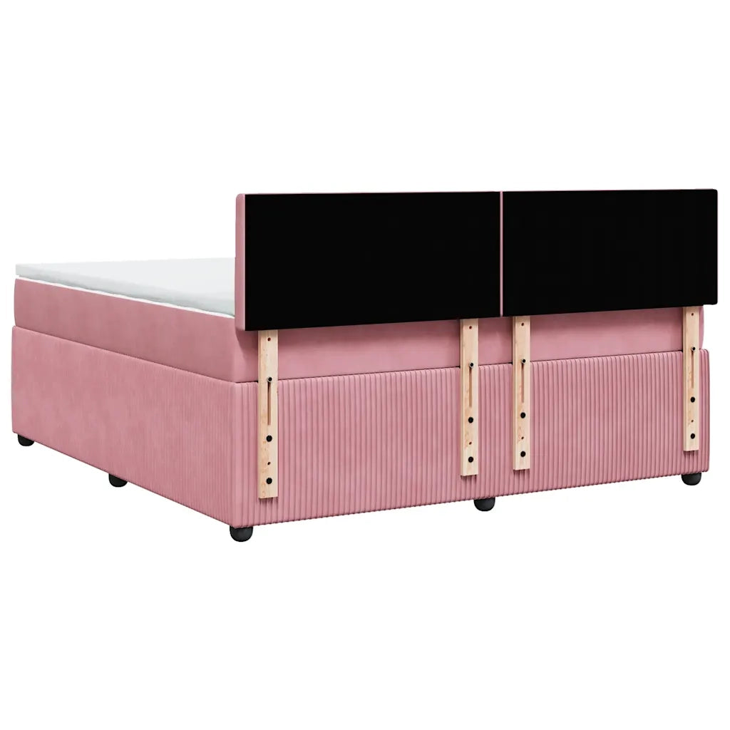 Giroletto a Molle con Materasso Rosa 180x200 cm in Velluto 3290123