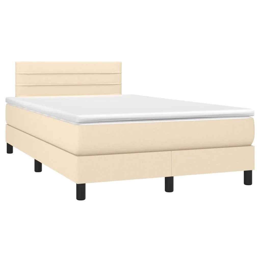 Letto a Molle con Materasso e LED Crema 120x200cm in Tessuto 3133226