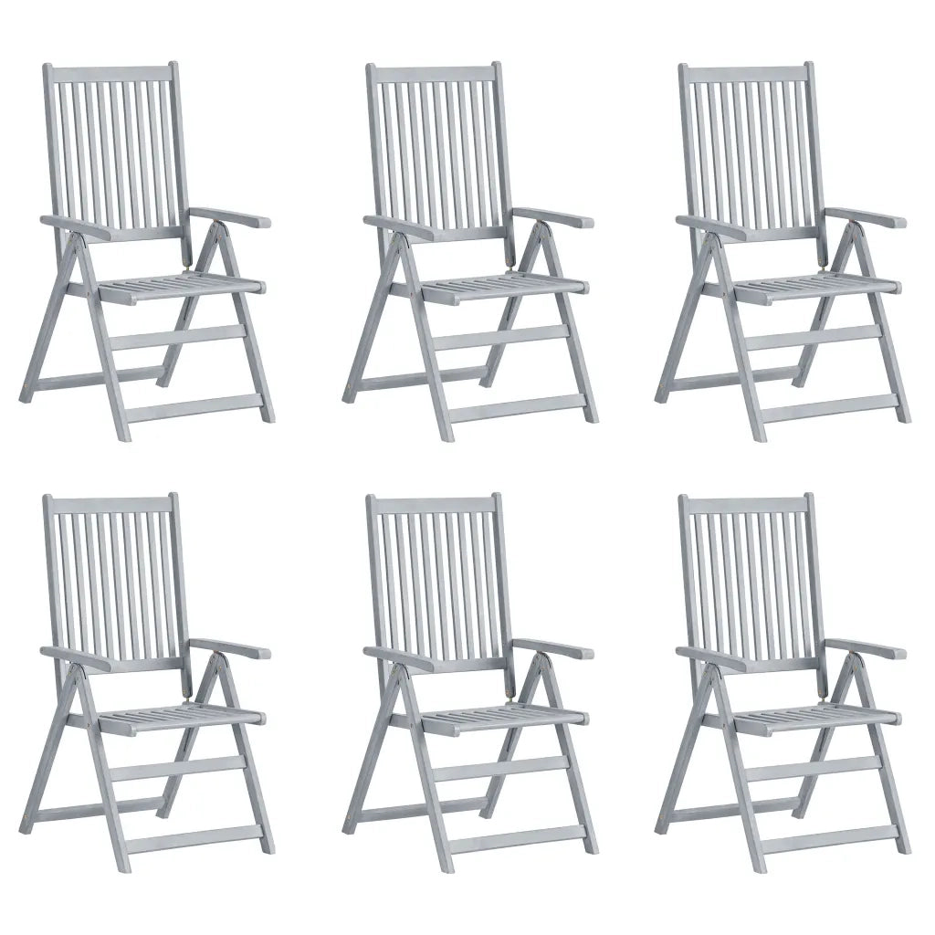 Sedie da Giardino Reclinabili 6 pz con Cuscini Massello Acacia 3065319