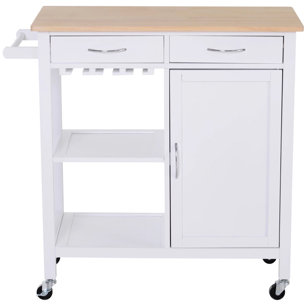 Tavolo da Cucina con 2 Cassetti e Ruote ¨C Minimal ¨C Bianco 89x40x84