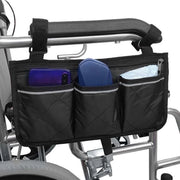 Carrello per sedie a rotelle con 3 contenitori e tasca riflettente per braccio per utenti di sedie a rotelle