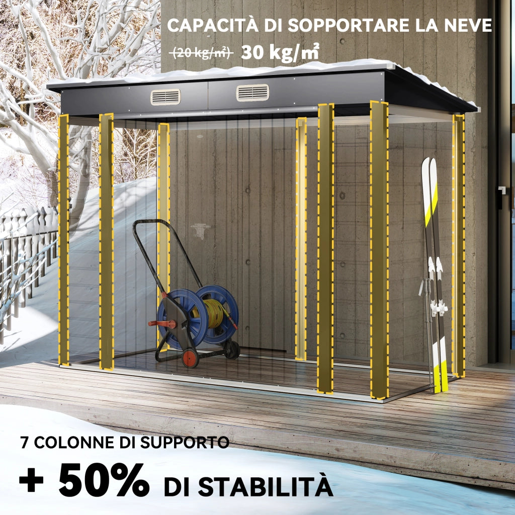 Capanno Attrezzi ¨C Zephmum ¨C Grigio Acciaio Zincato 249x121x183 cm