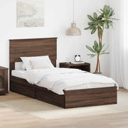 Letto con Contenitore con testiera-Struttura Letto con contenitore Rovere Marrone 75 x 190 cm 518176