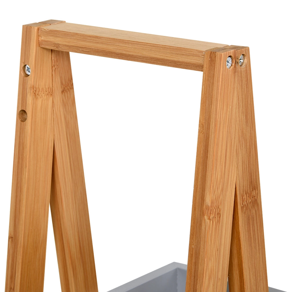 Scaffale Bagno Bamb¨´ 3 Ripiani Forma A ¨C Xylo ¨C Legno Naturale Grigio 30x18x81 cm