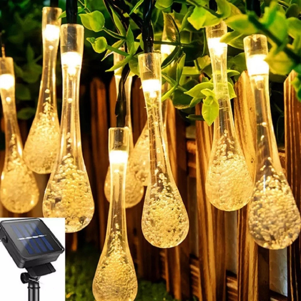 Trade Shop - Catena Luminosa 50 Gocce Luminose Led Ad Energia Solare Ip44 Luce Calda Xc-4806 -