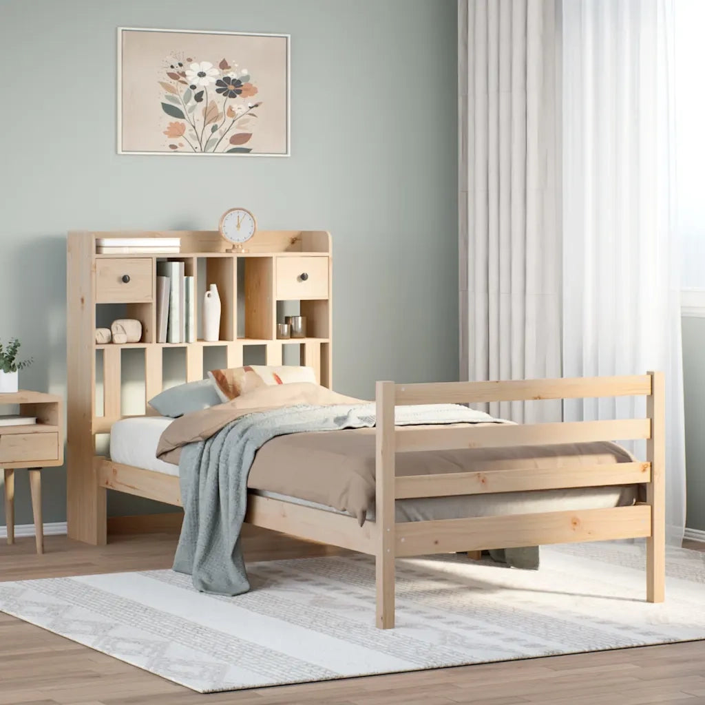 Letto Libreria senza Materasso 100x200 cm in Legno di Pino 3321934