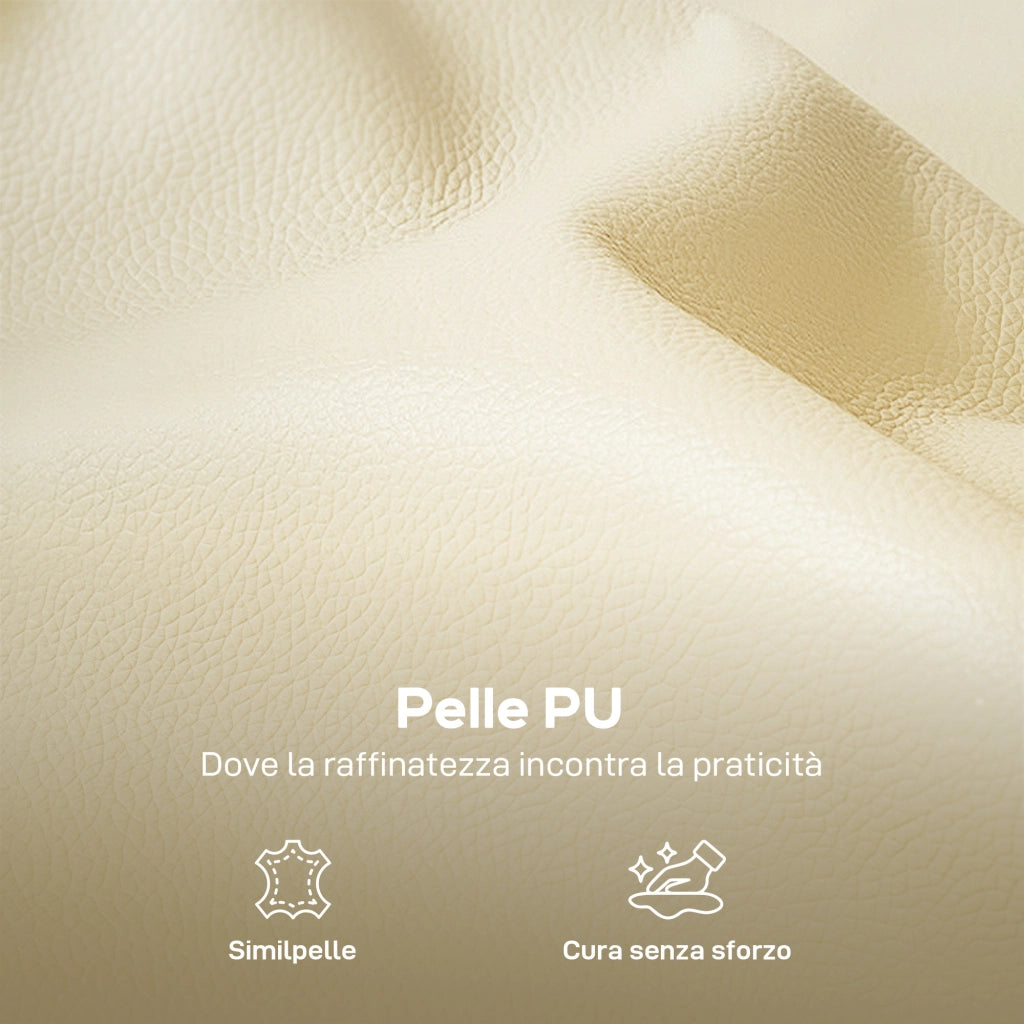 Divano 3 Posti in Similpelle Imbottito con 2 Cuscini ¨C Xylo ¨C 190x83x90 cm Beige