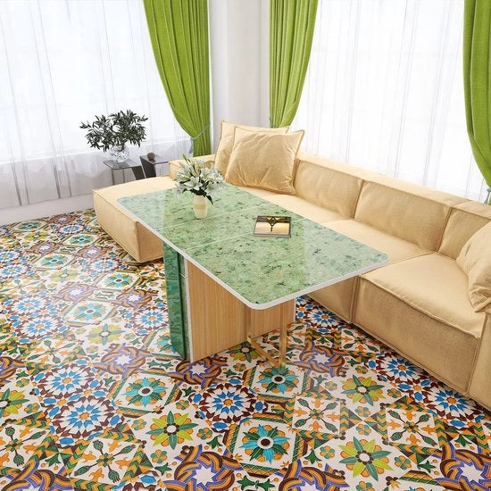 Tegola antiscivolo per pavimento - impermeabile - autoadesiva - retro - 20x20cm - 10 pezzi - adesivo per pavimento