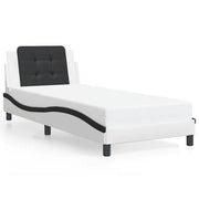 Letto singolo | Letto per adulti | Giroletto senza Materasso Zadar Nero e Bianco 90x190 cm in Similpelle