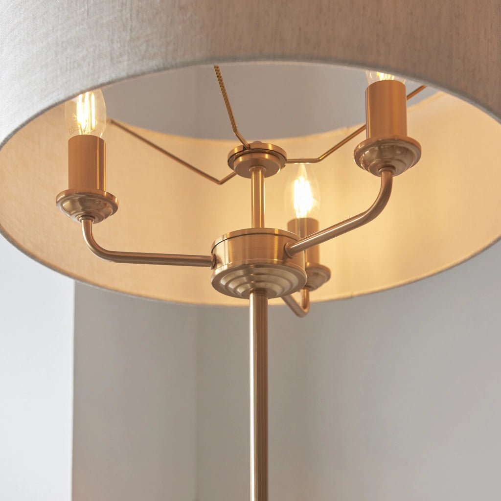 Lampada da terra Highclere ottone vintage 3xE14 Endon