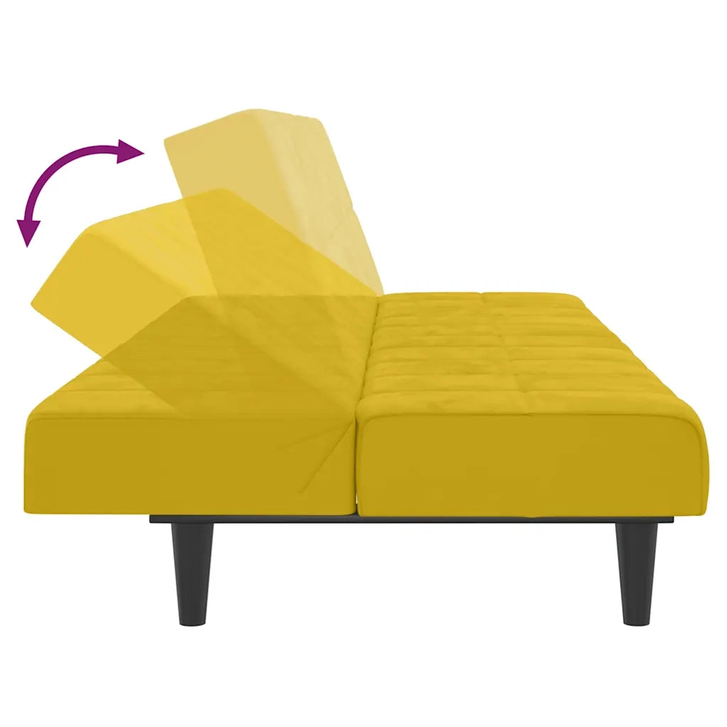 Divano Letto a 2 Posti Giallo in Velluto 375845