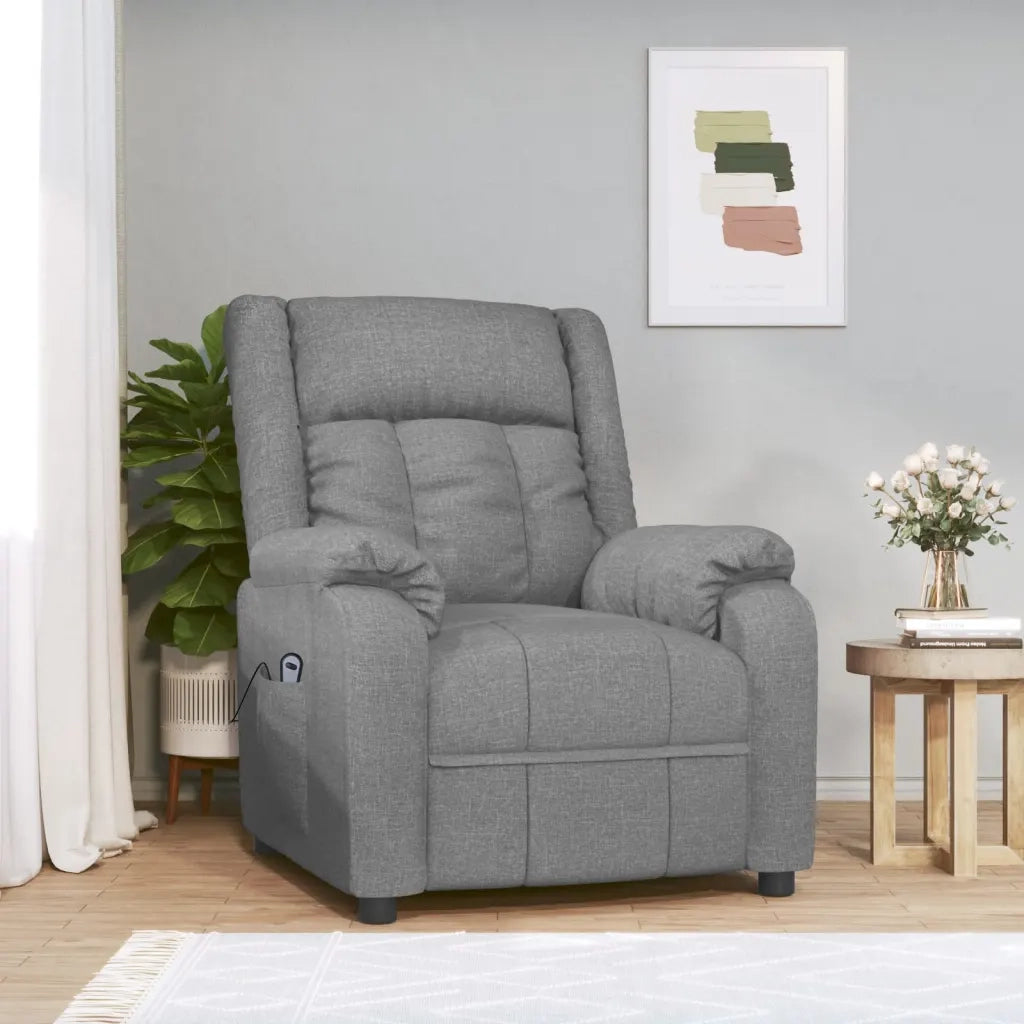 Poltrona Elettrica Reclinabile Grigio Chiaro in Tessuto 3143567