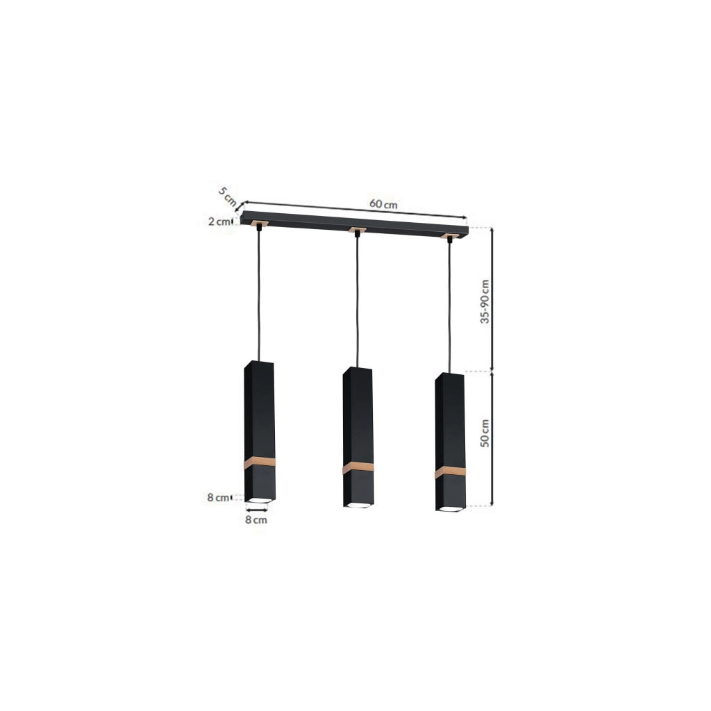 Lampadario sospeso Milagro Vidar nero legno 3xGU10 35W