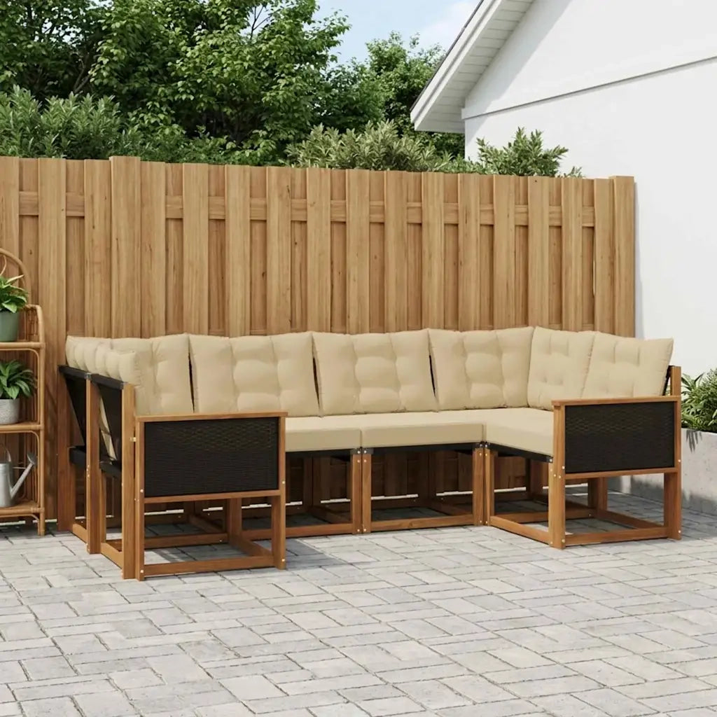 Set di divani da esterno con cuscino 6 pcs Naturale e Beige 3382169