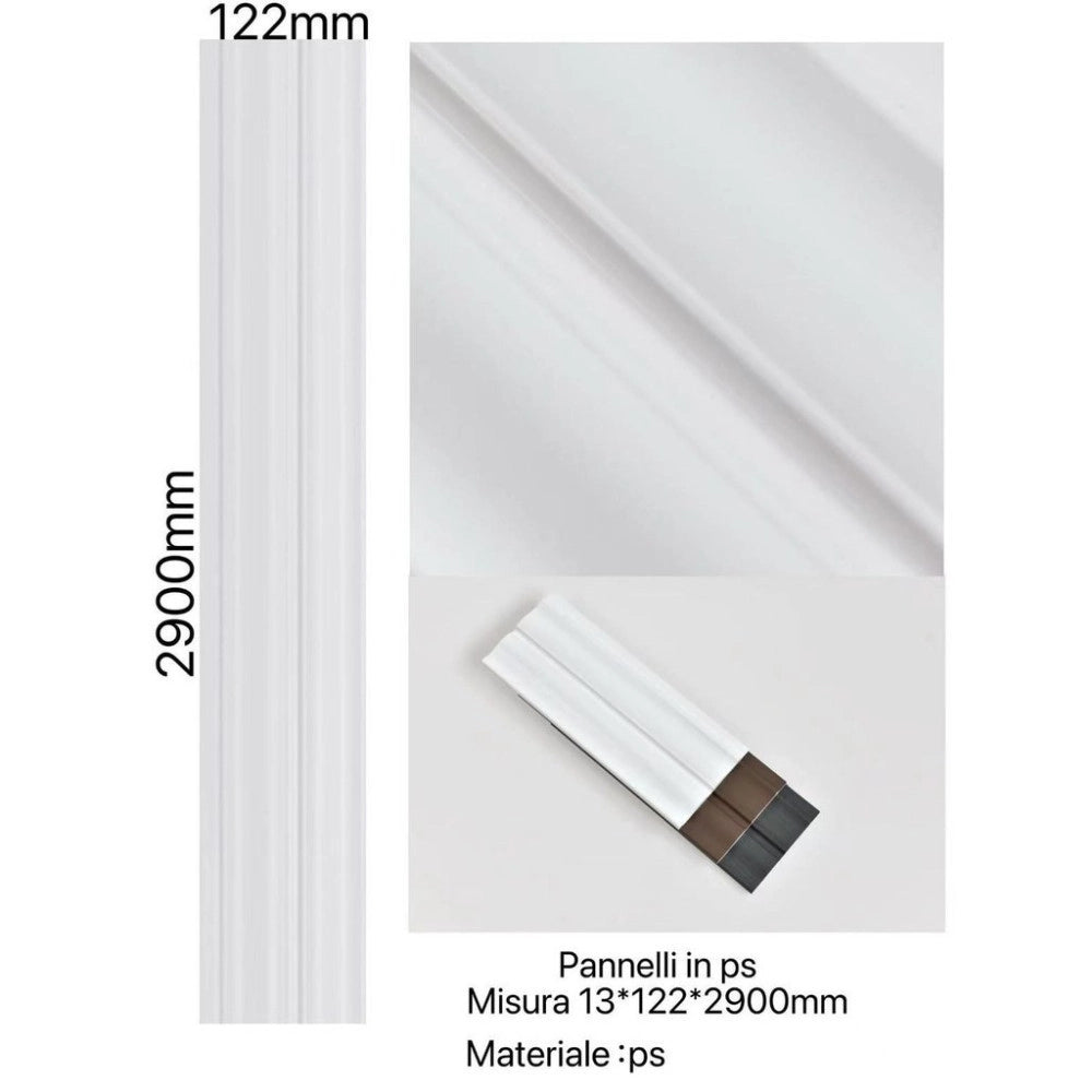 Trade Shop - Pannello Decorativo 3d Bianco 122x290 Cm Effetto Doghe Moderne In Ps -