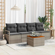 Set Divano da Giardino con cuscino 5 pcs Grigio polyrattan