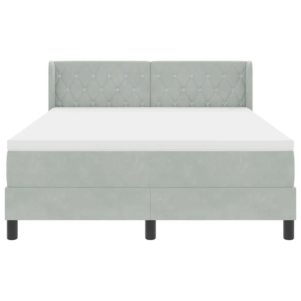 Letto a molle con testiera Grigio chiaro 190 x 140 cm Velluto 3341408
