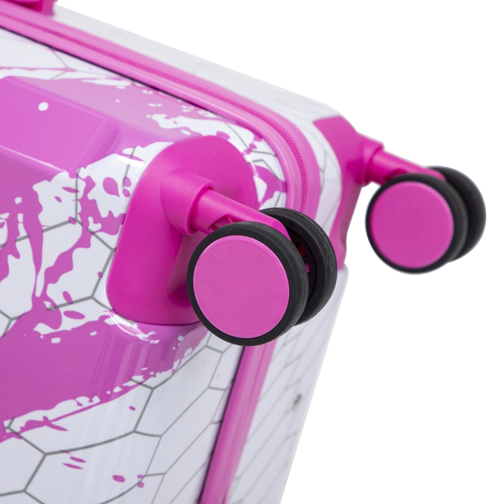 Valigia rigida da 20 pollici con ruote piroettanti, lucchetto a combinazione, struttura in PC rosa 39 × 23,5 × 56 cm