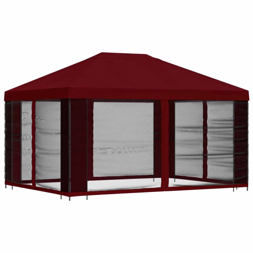 Gazebo | Pergolato da giardino con pareti laterali 4 ¡Á 3 m Borgogna
