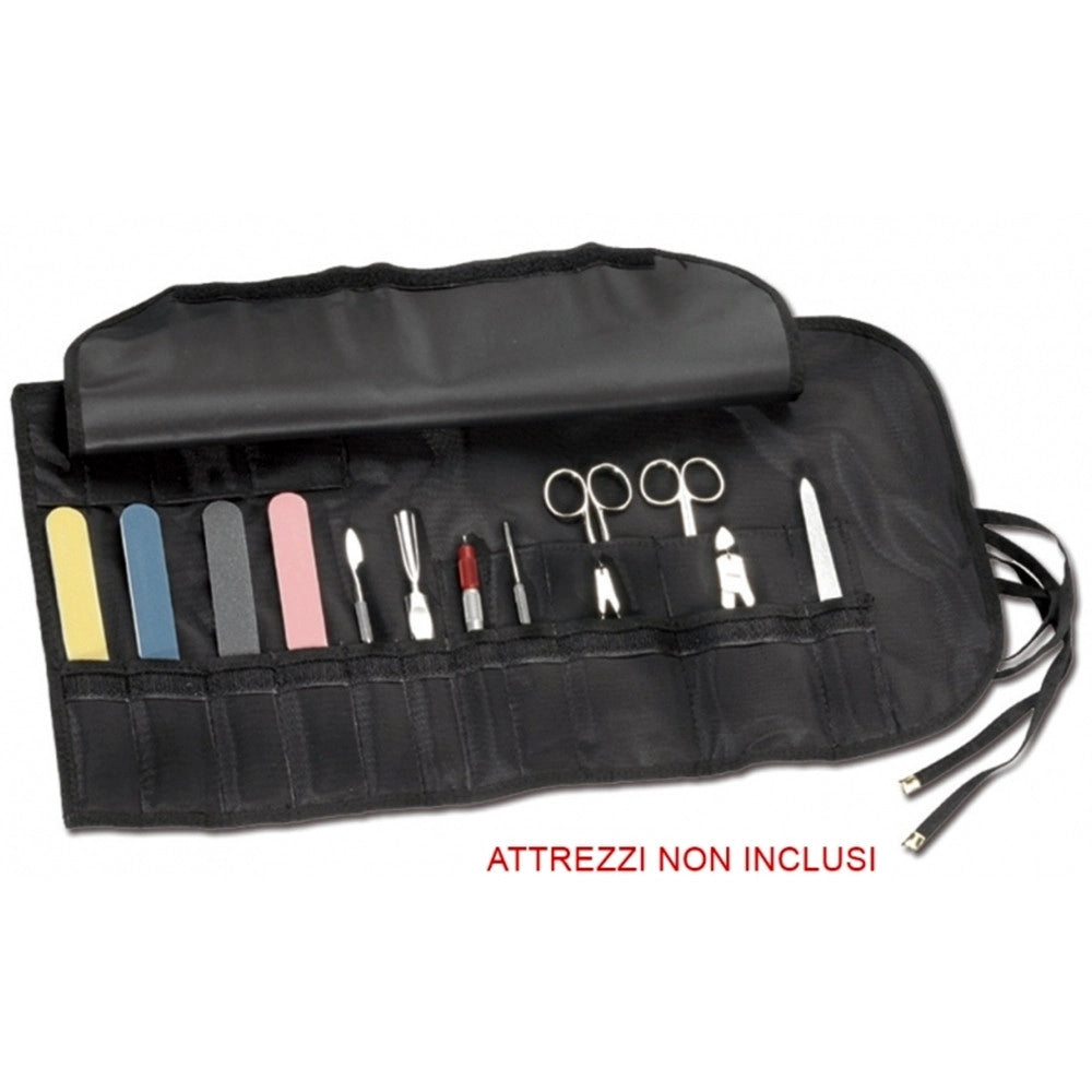 Trade Shop - Astuccio Porta Attrezzi 24 Tasche Con Patella Roll On Per Estetista Parrucchiere -