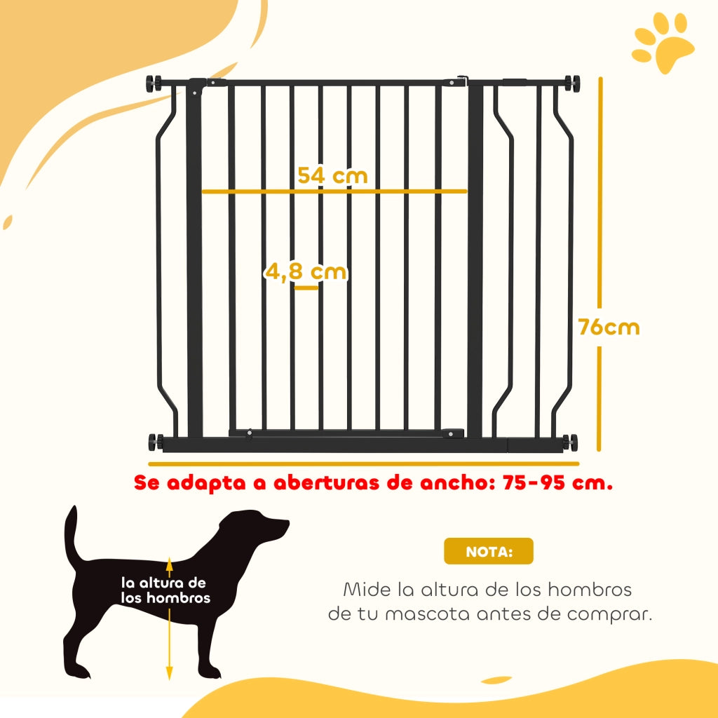 Cancello per Bambini e Animali Domestici ¨C Minimal ¨C Nero 75-95 cm