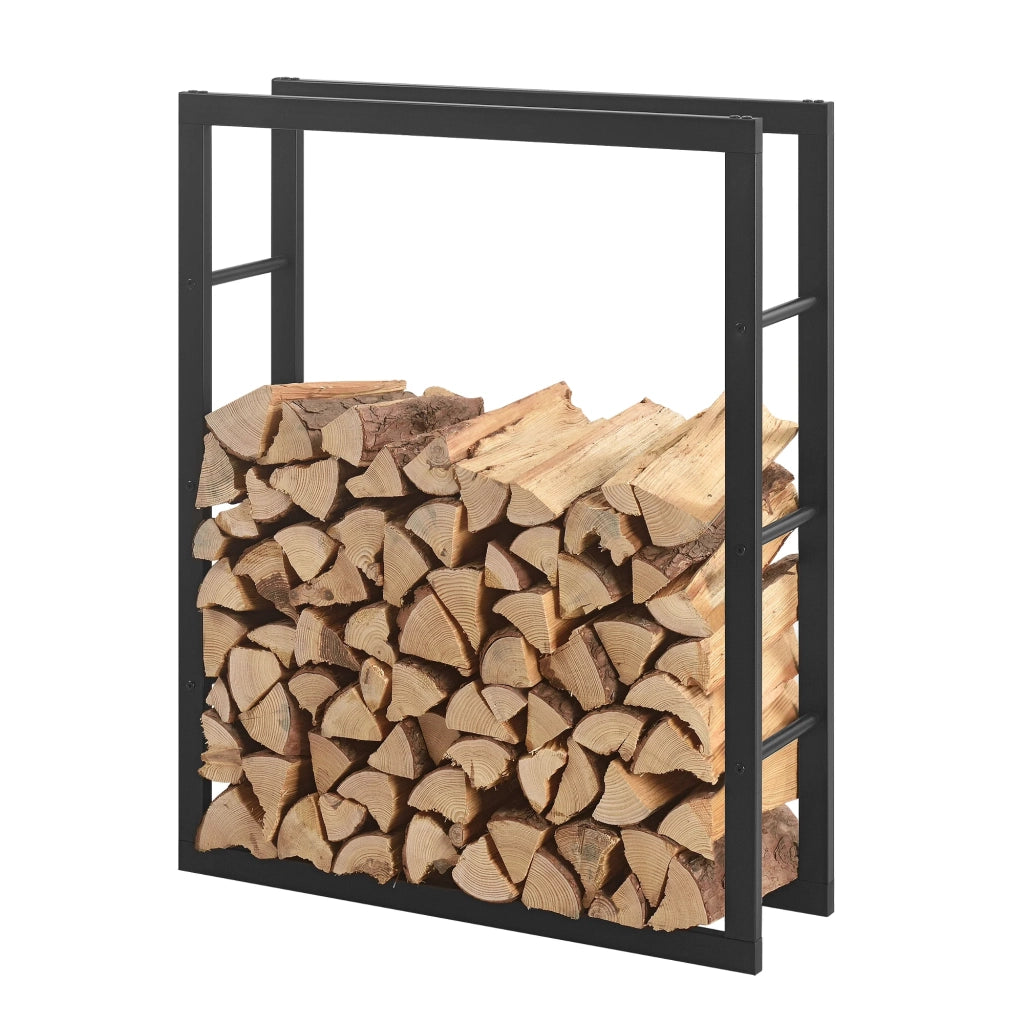 Portalegna per uso interno/esterno portalegna di design supporto per legna da ardere acciaio 80 x 25 x 100 cm nero 03_0006302
