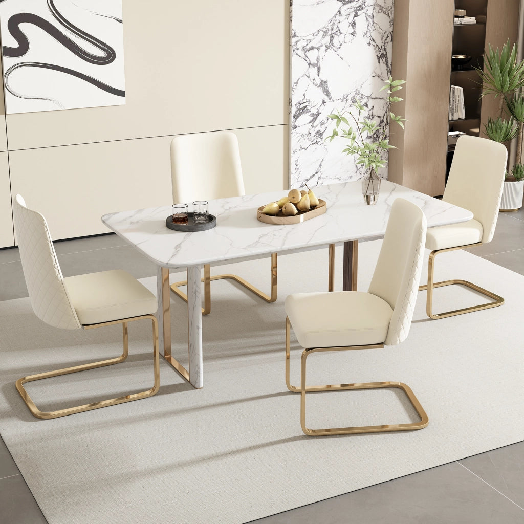 SEDIA da pranzo in velluto beige, set da 6 pezzi