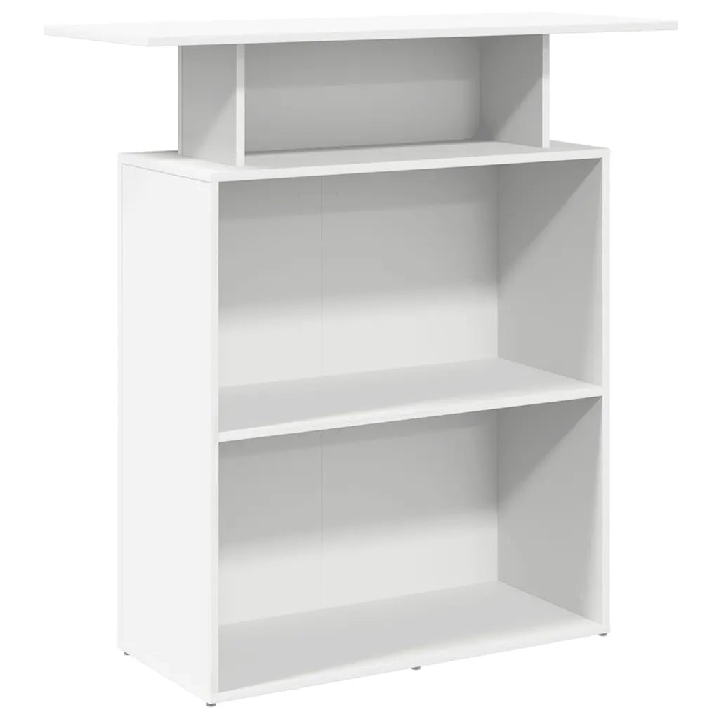 Scrivania per Reception Bianca 100x40x104 cm in Legno Massello 859051