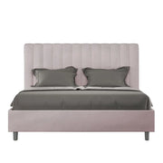 Letto matrimoniale francese con rete imbottito 140x200 microfibra glicine Agueda
