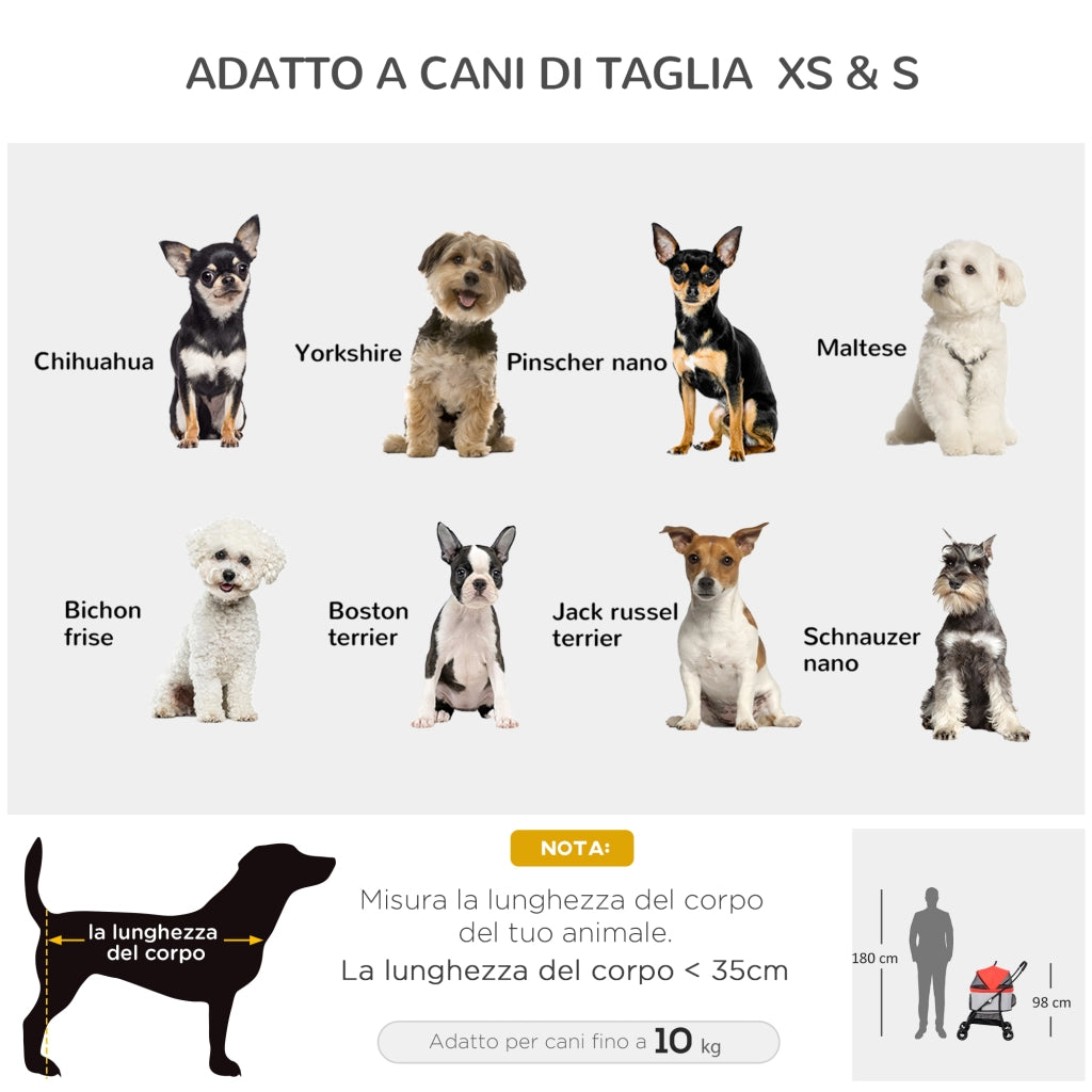 Trasportino per Cani Pieghevole con Tettuccio ¨C zephmum ¨C 82x49.5x98cm, Rosso