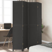 Divisorio Ambienti | Divider per stanze | Paravento 4 Pannelli Nero Legno Massello di Paulownia