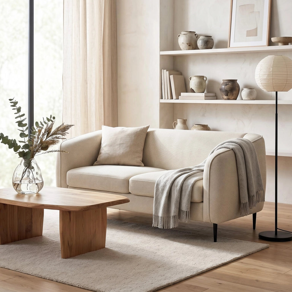 Divano 2 posti in velluto ¨C Xylo ¨C beige 160 cm con cuscini