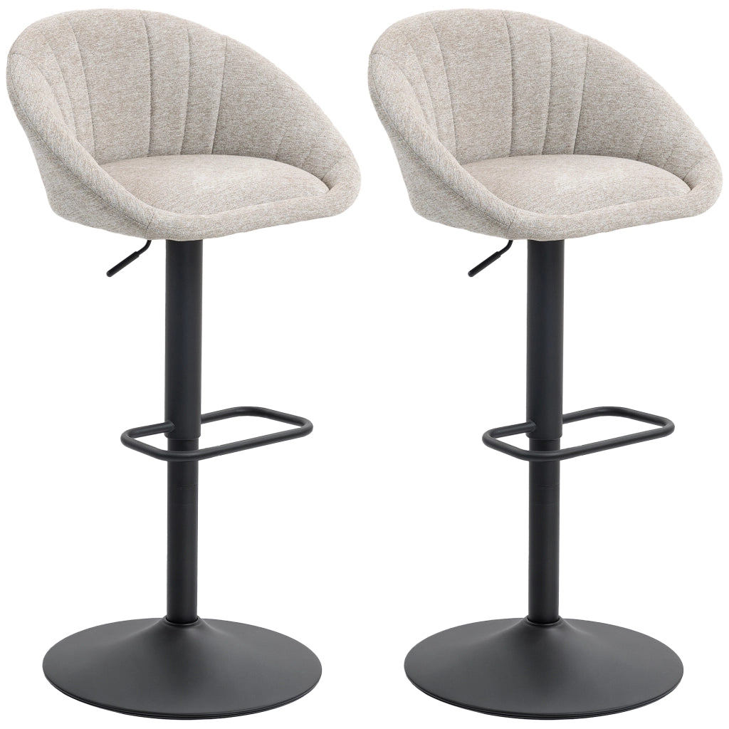Sgabelli da bar con schienale e braccioli ¨C zephmum ¨C beige, altezza regolabile, 2 pezzi