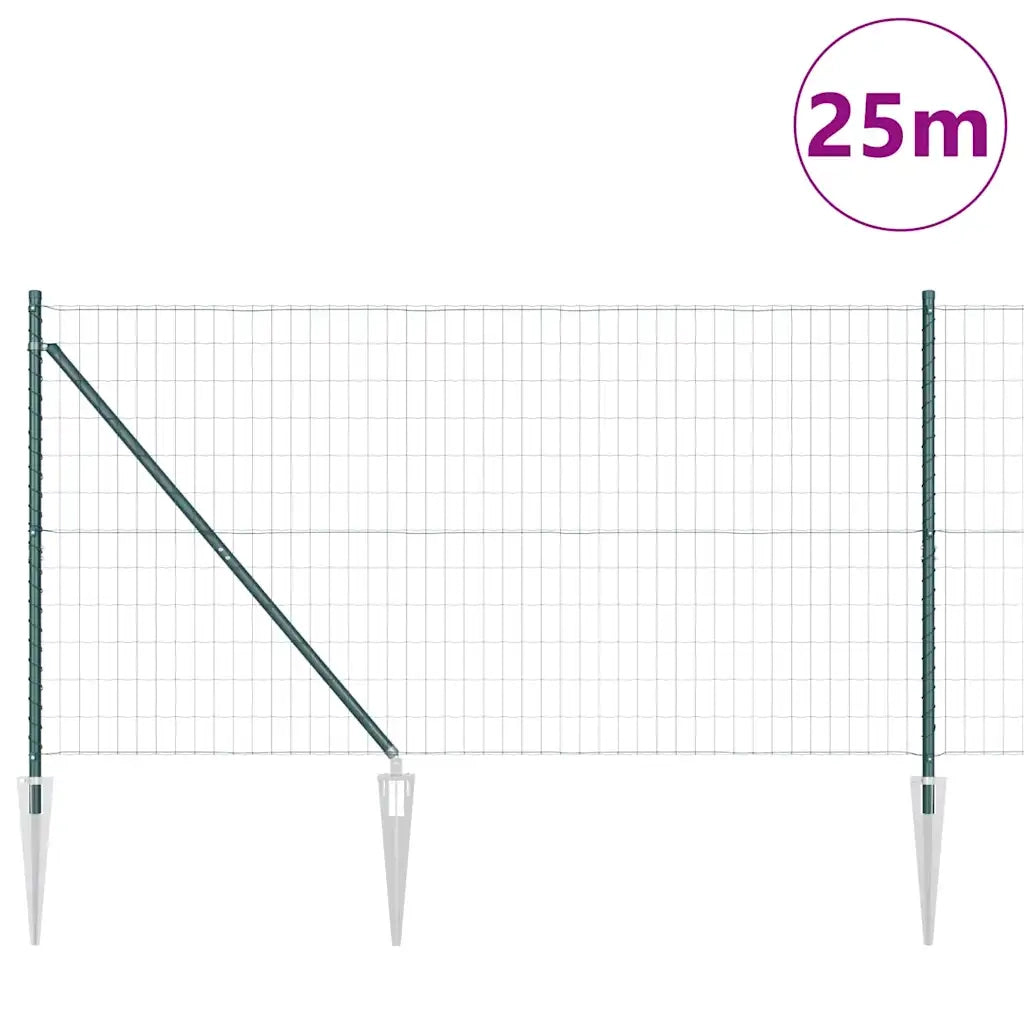Recinzione da Giardino | Recinzione con Posto Verde 1,2 x 25 m Acciaio e PVC