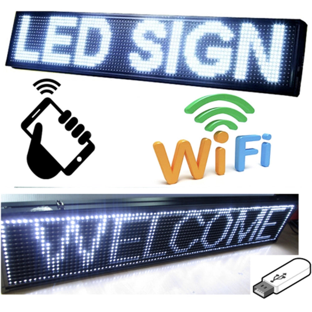 Trade Shop - Insegna Luminosa A Led Scritta Personalizzata Scorrevole Luce Bianca 200 X 40 Cm -
