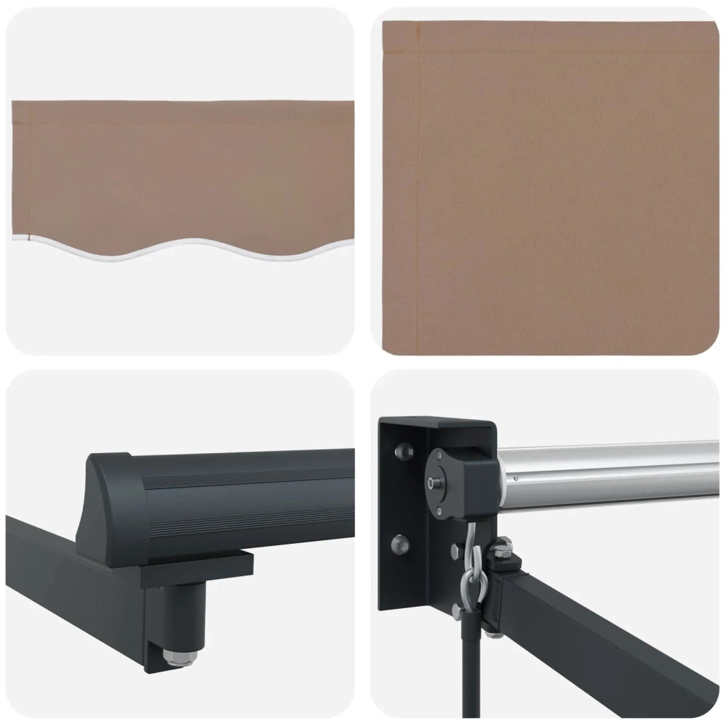 Tenda retrattile manuale con LED Tortora 3426362