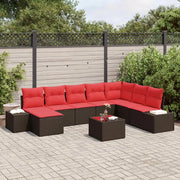 Set Divano da Giardino con cuscino 9 pcs Marrone polyrattan 3347194