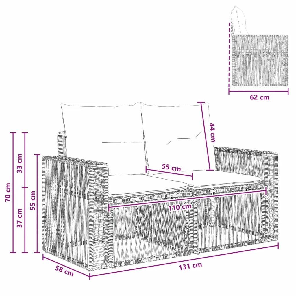 Divano da giardino 2-Numero di posti Beige polyrattan 42026700