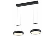Lampada a sospensione LED Thea 12W nera 2 anelli Reality