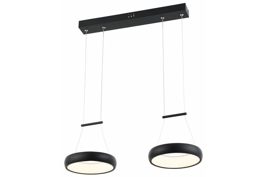 Lampada a sospensione LED Thea 12W nera 2 anelli Reality