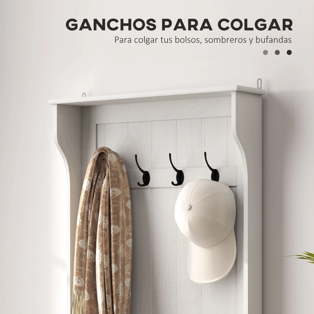 Mobile ingresso con portascarpe e appendiabiti ¨C Xylo ¨C bianco 71,5x39,5x170 cm