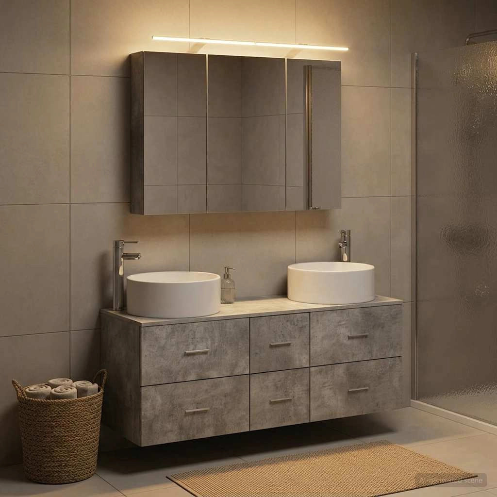 Set di mobili per il bagno 4 pz Grigio Cemento 3407098