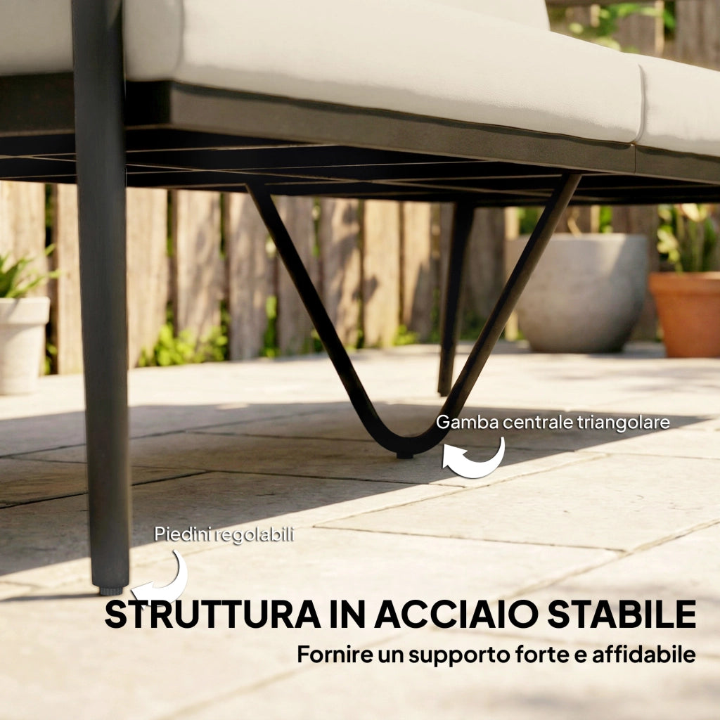 Divano da Esterno 3 Posti in Rattan con Braccioli Legno ¨C Minimal ¨C Grigio