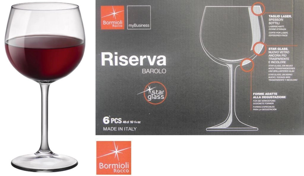 Set 6 Calici riserva barolo in vetro bicchieri degustazione 460 cc